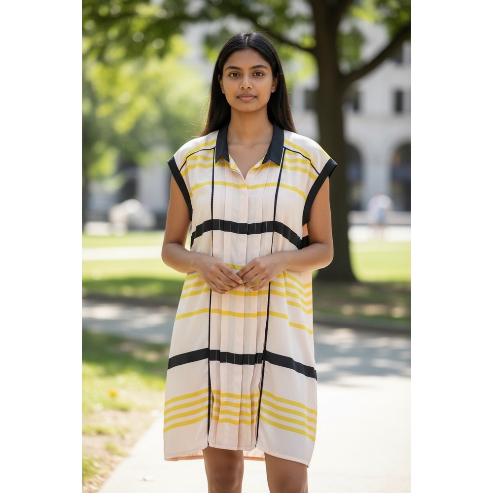 Jason Wu Women's Striped Sleeveless Shift Dress XL Collegiate Preppy Office